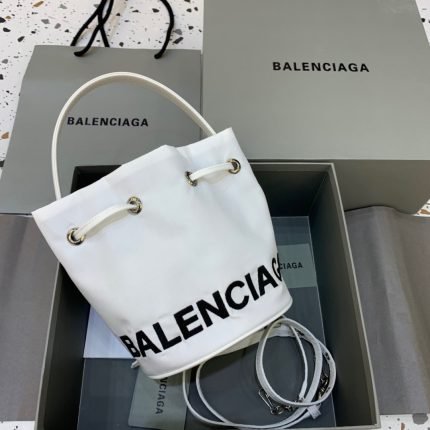 Balenciaga Le Cagole Medium Bucket Bag In White, For Women, Women’s Bags 7in/18cm