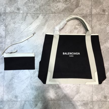 Balenciaga Navy Medium Cabas Tote Bag In White, For Women, Women’s Bags 14.1in/36cm