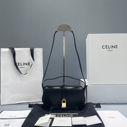 1:1 Replica Celine Clutch On Strap Black For Women 7in/18cm