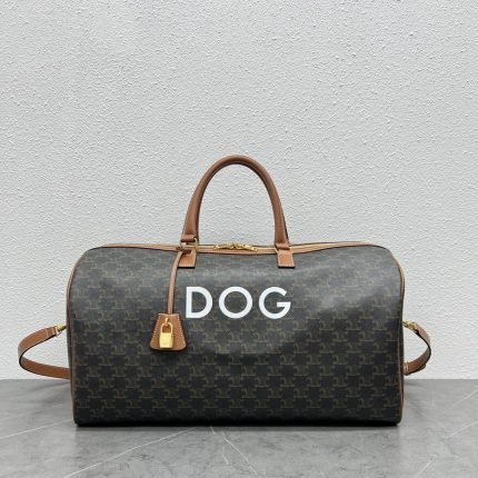 1:1 Replica Celine Large Voyage Bag In Triomphe Canvas With Dog Print Tan For Women 20in/50cm