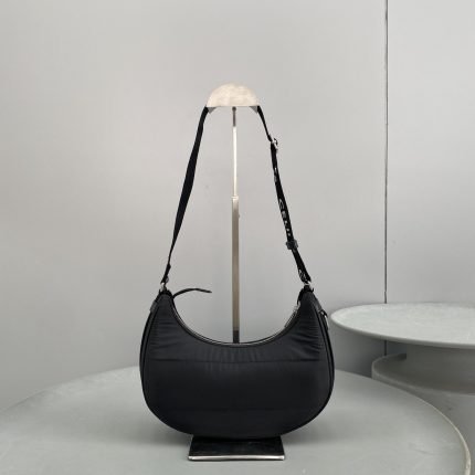 1:1 Replica Celine Medium Ava Bag With Celine Strap In Quilted Nylon Black For Women 9in/23cm 196972DLI.38SI