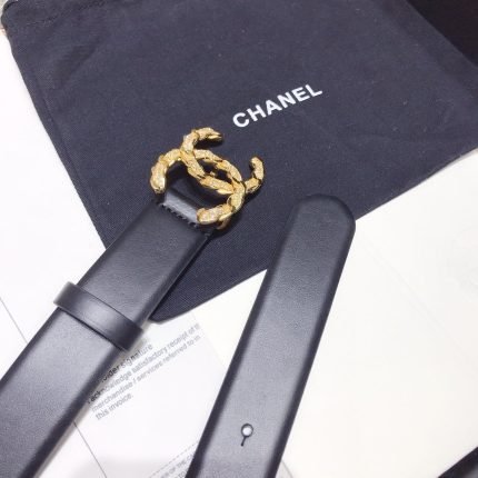 1:1 Replica Chanel Belt With Double C Buckle Black With Gold-Toned Hardware Women Belt