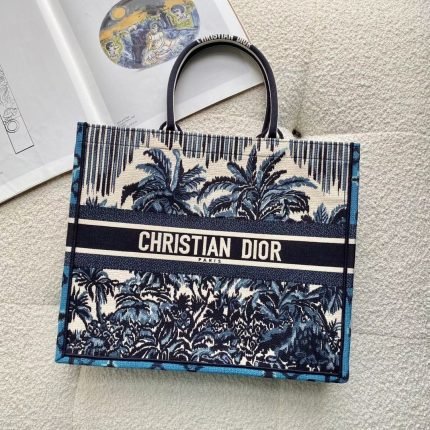 1:1 Replica Christian Dior Large Blue Multicolor Dior Book Tote Canvas For Women 42cm/16.5in CD