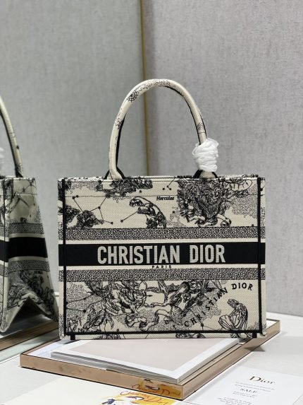 1:1 Replica Christian Dior Medium Dior Book Tote Bag, Black/White, For Women Women’s Handbags, Shoulder Bags, 36cm CD M1296ZRHZ_M941