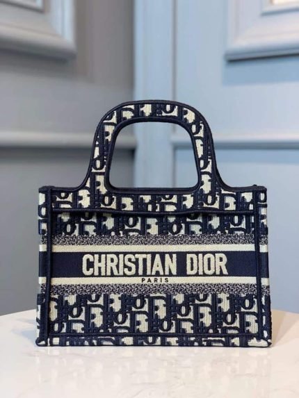 1:1 Replica Christian Dior Mini Dior Book Tote Bag Blue By Maria Grazia Chiuri For Women 9in/23cm CD S5475ZRIW_M928