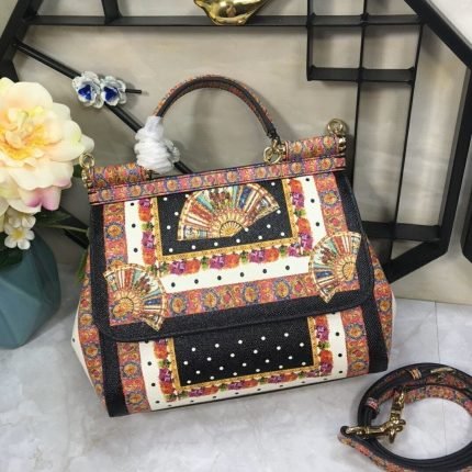 Dolce & Gabbana 90s Sicily Bag With Logo Print Multicolor For Women 10.2in/26cm DG