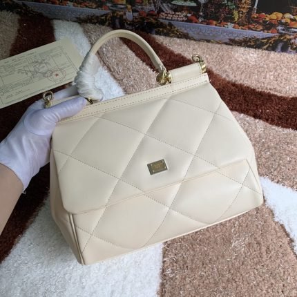 Dolce & Gabbana Medium Sicily Bag In Quilted White For Women 10.2in/26cm DG BB6002AW59180002