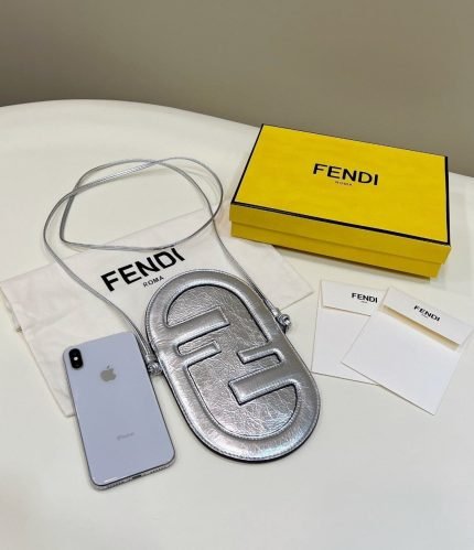1:1 Replica Fendi 12 Pro Phone Holder Silver Bag For Woman 21.5cm/8.5in 7AS055AISPF0MK5