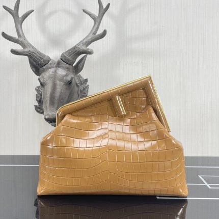1:1 Replica Fendi First Medium Brown Crocodile Bag For Woman 32.5cm/13in