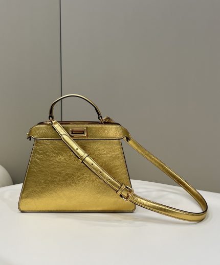 1:1 Replica Fendi Peekaboo Small Gold Bag For Woman 27cm/11in
