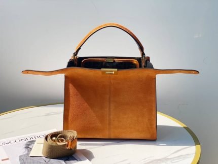 1:1 Replica Fendi Peekaboo X-Lite Tote Medium Brown Bag For Woman 30cm/12in