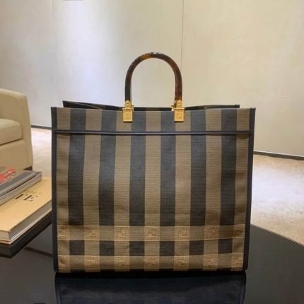 1:1 Replica Fendi Sunshine Large Canvas Tote Bag Brown For Women, Women’s Handbags, Shoulder Bags 15.7in/40cm FF 8BH372ABVTF1BAH