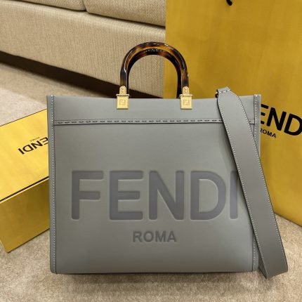1:1 Replica Fendi Tote Bag Grey For Women, Wonmen’s Bags 13.8in/35cm FF 8BH386ABVLF1BZC