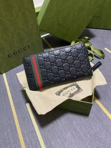 1:1 Replica Gucci Black Zip Around Wallet For Men, Men’s Wallet 19cm/7.5in  GG