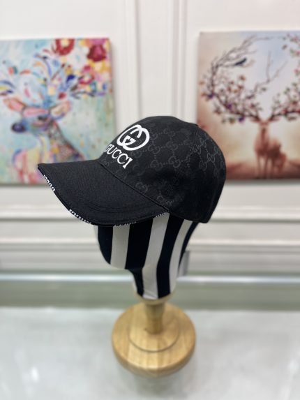 Gucci Canvas Baseball Hat Black GG Hat