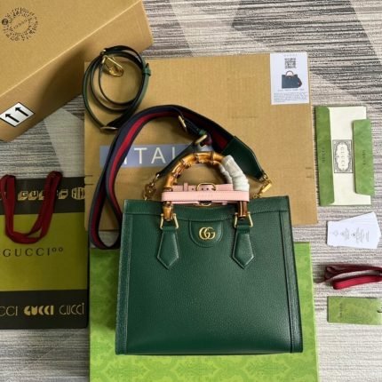 1:1 Replica Gucci Diana Small Tote Bag Green For Women, Women’s Bags 11in/27cm GG ‎