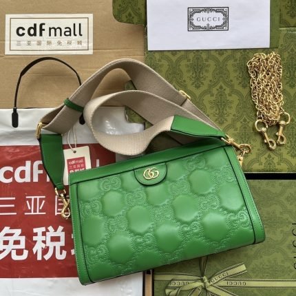1:1 Replica Gucci GG Matelassé Small Bag Green For Women, Women’s Bags 10.2in/26cm GG‎