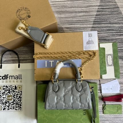 1:1 Replica Gucci Matelasse Top Handle Bag Black For Women, Women’s Bags 7.5in/19cm GG ‎702251 UM8HG 1046