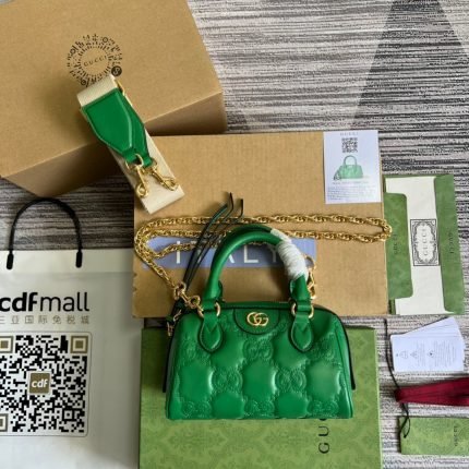 1:1 Replica Gucci Matelasse Top Handle Bag Green For Women, Women’s Bags 7.5in/19cm GG 702251 UM8HG 3389