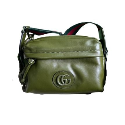 1:1 Replica Gucci Shoulder Tonal Double G Bag Green Khaki/Black For Men 23.3cm/9.2in 725696 AABDH 3353