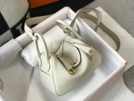 1:1 Replica Hermes Lindy Mini Clemence Bag White For Women, Women’s Handbags, Shoulder And Crossbody Bags 7.5in/19cm