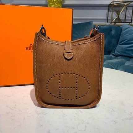 1:1 Replica Hermes Mini Evelyne Brown For Women 7.8in/20cm