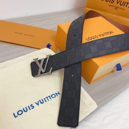 1:1 Replica Louis Vuitton Initiales Reversible LV Belt in Damier Embossed with Silver Hardware LV Women Belt LV