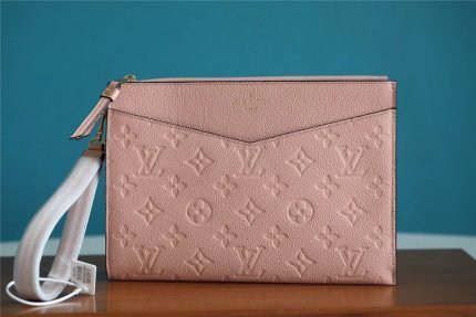 1:1 Replica Louis Vuitton Pochette Melanie MM Monogram Empreinte Pink For Women, Women’s Wallets 9.2in/23cm LV