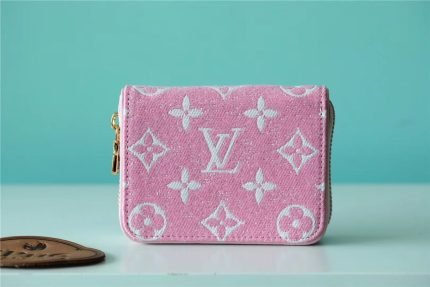 1:1 Replica Louis Vuitton Zippy Coin Purse Monogram Jacquard Denim Pink For Women, Women’s Wallets 4.3in/11cm LV 