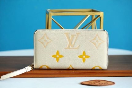 1:1 Replica Louis Vuitton Zippy Wallet Monogram Empreinte By The Pool Cream For Women, Women’s Wallets 7.7in/19.5cm LV M80402