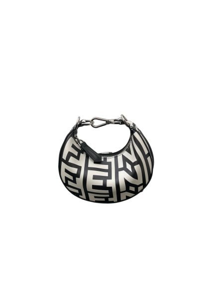 1:1 Replica Nano Fendigraphy Hobo Bag Black And White For Women 6.5in/ 16.5cm