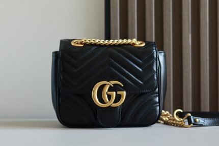 1:1 Replica GG MARMONT MINI SHOULDER BAG P Black matelassé chevron leather Exclusive For Women 739682 AABZC 1000