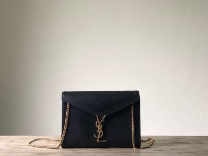 [REP 1:1] Saint Laurent Cassandra Flap-Front Crossbody Bag Black For Women 8.7in/22cm YSL
