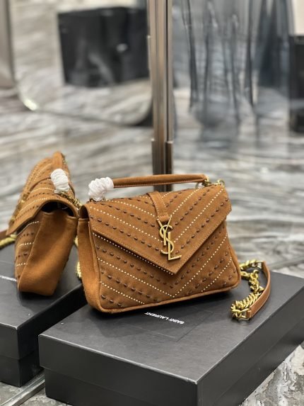 [REP 1:1] Saint Laurent College Medium Shoulder Bag Brown For Women, Women’s Bags 9.4in/24cm YSL