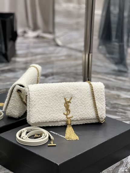 [REP 1:1] Saint Laurent Kate 99 Chain Bag With Tassel White For Women, Women’s Bags 10.2in/26cm YSL
