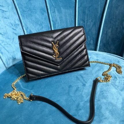 [REP 1:1] Saint Laurent Monogram Quilted Shoulder Bag Black For Women 9in/23cm YSL 118-2000644-377828BOW01