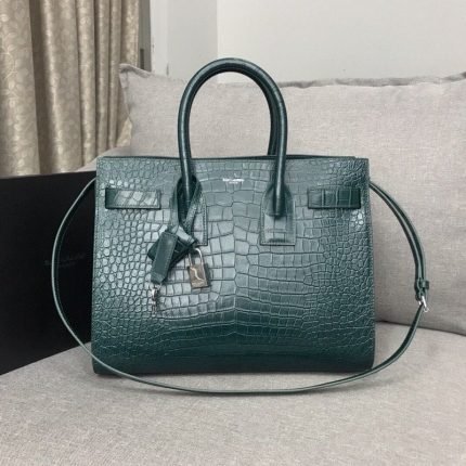 [REP 1:1] Saint Laurent Sac De Jour Small In Embossed Crocodile Green For Women 12.5in/32cm YSL