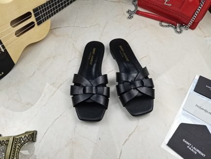 Saint Laurent Women’s Tribute Flat Mules Black For Women YSL 571952BDA001000