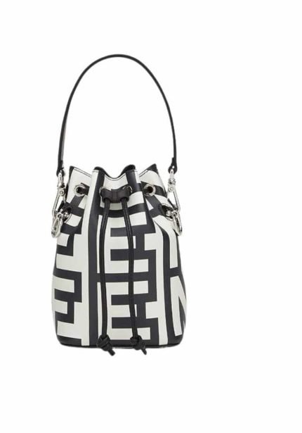 1:1 Replica Small Mon Tresor Bucket Bag Black And White For Women 7in/ 18cm