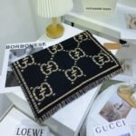 Gucci Check Gg Wool Jacquard Scarf Black 660025 4G386 1079 - Image 2