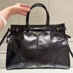 Prada Bonnie Extra Large Leather Handbag Black 38Cm 1BA439 2CYR F0002 V OOO - Image 2