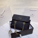 Prada Black Quilted Nylon Vintage Shoulder Bag Black 28Cm - Image 3