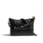 Chanel Gabrielle Small Hobo Bag Smooth Gold Silver Tone Black 20Cm As1582 B03936 94305