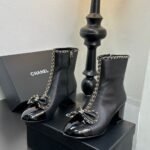 Chanel Ribbon Chain Boots Black G45899 B17974 94305 - Image 6