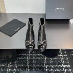 Chanel Ribbon Chain Boots Black G45899 B17974 94305 - Image 4