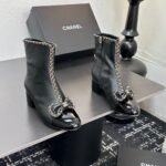 Chanel Ribbon Chain Boots Black G45899 B17974 94305 - Image 3