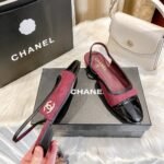 Chanel Slingback Burgundy G46000 B18056 Nzs76 - Image 7