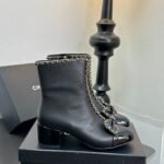 Chanel Ribbon Chain Boots Black G45899 B17974 94305 - Image 2