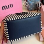 Miu Miu Jacquard Fabric Pouch With Logo Baltic Blue And Beige 19Cm 5Ne841 Acq3 F0Z12 - Image 5