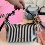 Miu Miu Jacquard Fabric Pouch With Logo Baltic Blue And Beige 19Cm 5Ne841 Acq3 F0Z12 - Image 6